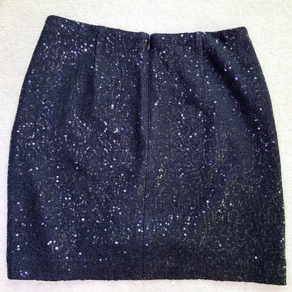 Ann Taylor Black Sequin Wool Blend Mini Skirt - Picture 3 of 4